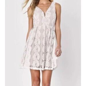 Lulus Dress Womens Size XS White Lace Skater‎ Formal Event Angelcore Cottagecore